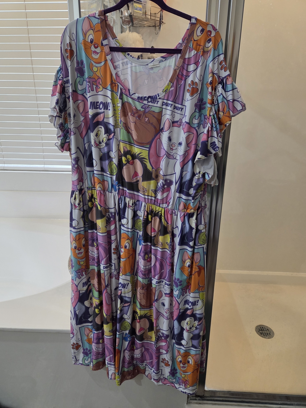 Disney Cats Multicolor Cartoon Print Tiered Dress
